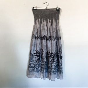 Lapis • Beaded / Embroidered Floral Strapless Dress